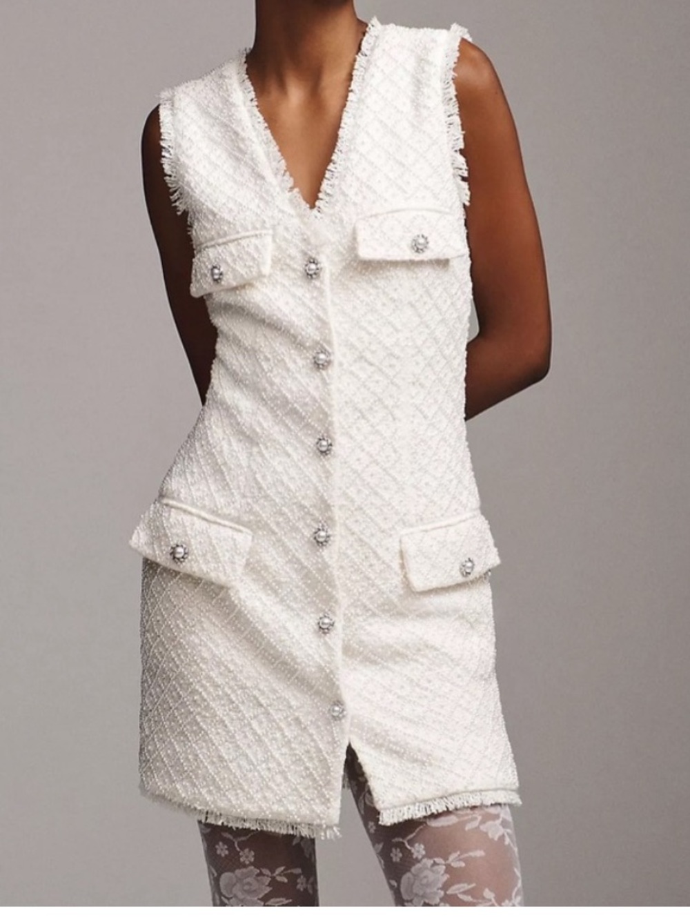 BHLDN Anthropologie Pearl Tweed Dress Ella